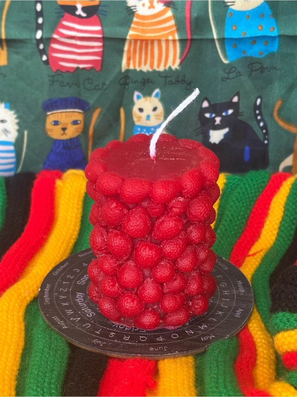 Deep Red Strawberry Pillar Candle
